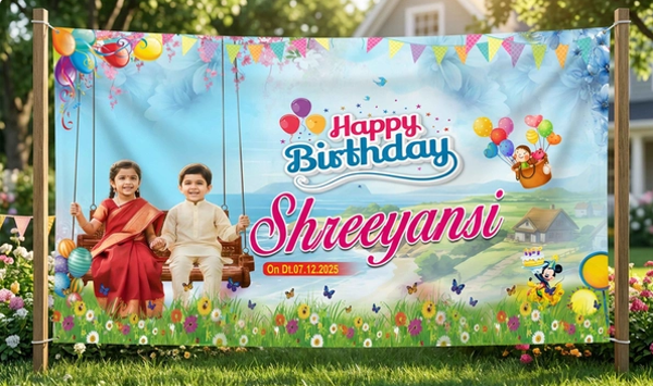 thumbnail Shreeyansi Birthday Flex Banner PSD Template 5x3 Feet Download 